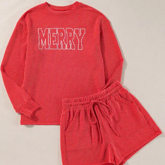 Lovesoft Racing Red Corded "MERRY" LS Top and Shorts SET